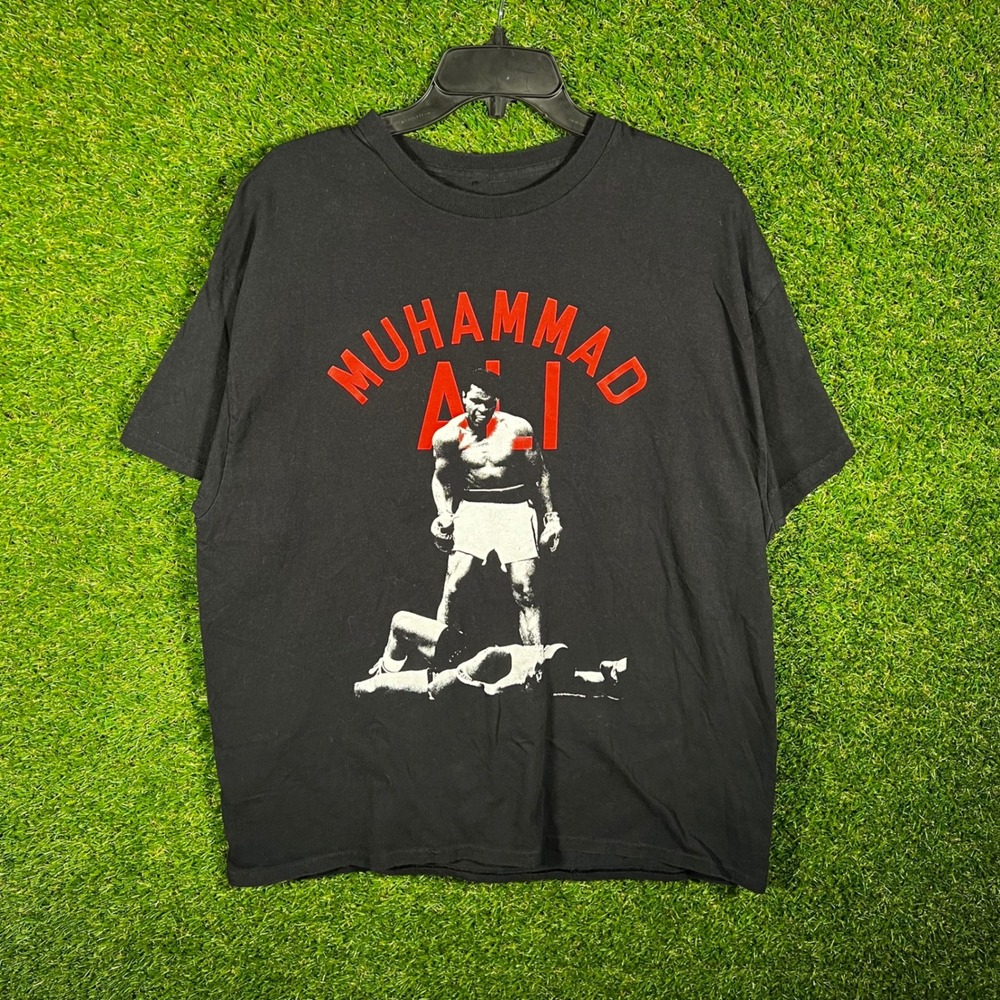 Muhammad Ali Sonny Liston Knockout Graphic T-Shirt Mens XL Black Cotton‎ Tee